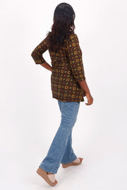 Medium Jungle Green Ajrakh Printed Cotton Kurti 10072366