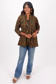  Kaitoke Green Ajrakh Printed Cotton Kurti 10072367