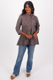 Polynesian Blue Ajrakh Printed Cotton Kurti 10072368