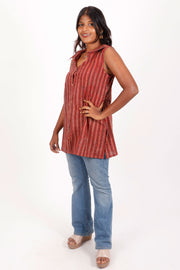 Rusty Red Ajrakh Printed Cotton Kurti 10072040