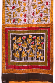 Yellow Half & Half Mulberry Silk Batik Saree 10072738