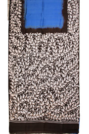 Blue Batik Mulberry Silk Saree 10072742