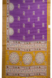 Purple Warli Tribal Printed Tussar Silk Saree 10074016