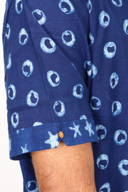 Indigo Handblock Print Pre-Washed Pure Cotton Shirt 10074401