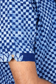 Indigo Handblock Print Pre-Washed Pure Cotton Shirt 10074403