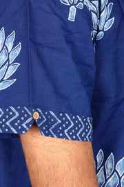 Indigo Handblock Print Pre-Washed Pure Cotton Shirt 10074410