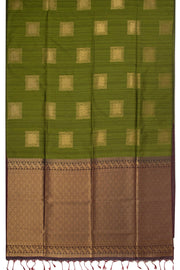Green Jute Weave Kanjivaram Vegan Silk Saree 10074635