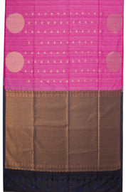 Hot Pink Jute Weave Kanjivaram Vegan Silk Saree 10074637