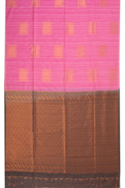Neon Pink Jute Weave Kanjivaram Vegan Silk Saree 10074638
