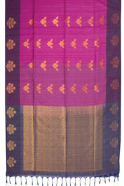 Pigment Magenta Jute Weave Kanjivaram Vegan Silk Saree 10074640