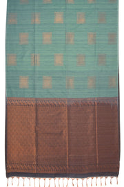 Turquoise Green Jute Weave Kanjivaram Vegan Silk Saree 10074641