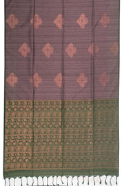 American Brown Jute Weave Kanjivaram Vegan Silk Saree 10074644