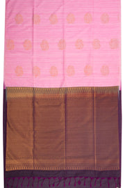 Bubblegum Pink Jute Weave Kanjivaram Vegan Silk Saree 10074645