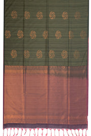 Green Jute Weave Kanjivaram Vegan Silk Saree 10074648