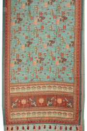 Blue Kalamkari Printed Malai Cotton Saree 10074677