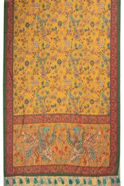 Yellow Kalamkari Printed Malai Cotton Saree 10074679