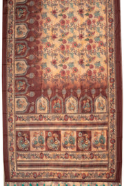 Beige Kalamkari Printed Malai Cotton Saree 10074684