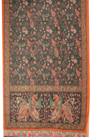 Green Kalamkari Printed Malai Cotton Saree 10074686