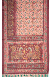 Pink Kalamkari Printed Malai Cotton Saree 10074687