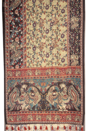 Green Kalamkari Printed Malai Cotton Saree 10074688