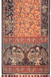 Orange Kalamkari Printed Malai Cotton Saree 10074693