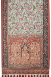 Blue Kalamkari Printed Malai Cotton Saree 10074694