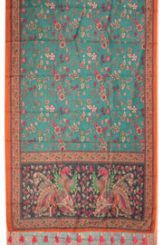 Green Kalamkari Printed Malai Cotton Saree 10074700