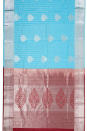 Blue Kanjivaram Vegan Silk Saree with Contrast Pallu 10074867
