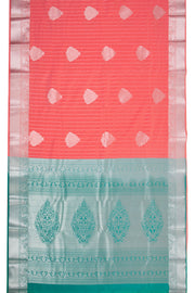 Peach Kanjivaram Vegan Silk Saree with Contrast Pallu 10074868