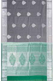 Grey Kanjivaram Vegan Silk Saree with Contrast Pallu 10074869