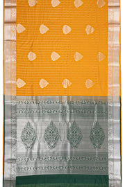 Yellow Kanjivaram Vegan Silk Saree with Contrast Pallu 10074870