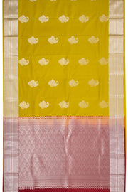 Yellow Kanjivaram Vegan Silk Saree with Contrast Pallu 10074874