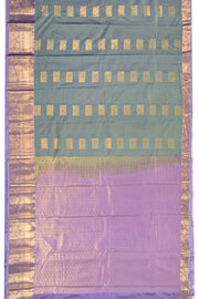 Grey Kanjivaram Vegan Silk Saree with Contrast Pallu 10074877