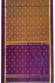 Brown Kanjivaram Pure Silk Saree with Contrast Pallu 10074889