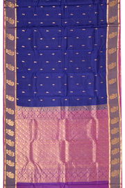 Blue Kanjivaram Pure Silk Saree with Contrast Pallu 10074894