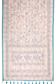 Cream Kalamkari Kantha Printed Malai Cotton Saree 10074902