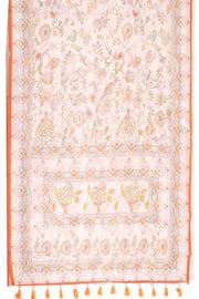 Cream Kalamkari Kantha Printed Malai Cotton Saree 10074903