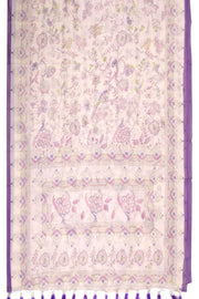 Cream Kalamkari Kantha Printed Malai Cotton Saree 10074905