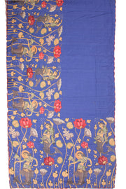 Purple Printed Kalamkari Semi Tussar Silk Saree 10074917