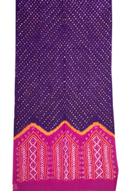 Purple Bandhani Mulmul Cotton Saree 10075498