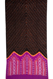 Black Bandhani Mulmul Cotton Saree 10075503