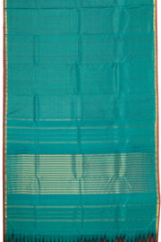 Teal Blue Kanjivaram Silk Saree with Checks Design 10075530