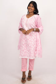 Pink Chikankari Embroidery Viscose Silk Co- ord Set 10076420