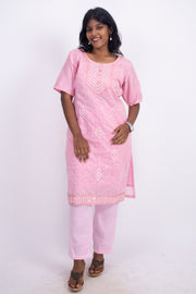 Pink Sequin Embroidery Viscose Silk Co- ord Set 10076191