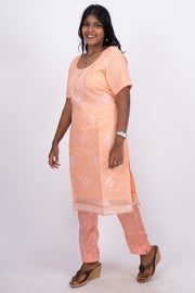 Peach Sequin Embroidery Viscose Silk Co- ord Set 10076193