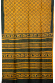 Yellow Printed Tussar Silk Saree 10076295