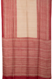 Beige Printed Tussar Silk Saree 10076299