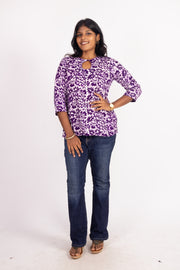Purple Batik Printed Rayon Kurti 10076412