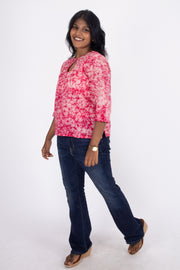 Pink Batik Printed Rayon Kurti 10076417