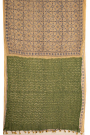 Brown Ajrakh Printed Kota Silk Cotton Saree Without Blouse 10076923
